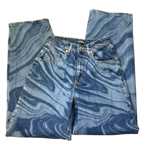 Wild Fable Women’s Super-High Rise Baggy Jeans, Blue Swirl - Size 0/25 - Picture 1 of 12